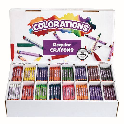 Colorations Regular Crayons - 16 Colors, Set of 800 DSS
